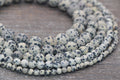 matte dalmatian jasper beads, stone beads for bracelets
