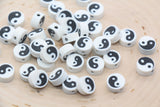 Yin Yang Polymer Clay Beads, White and Black Yin-Yang Beads, Yin Yang Round Clay Beads, Jewelry Beads, Beads for Bracelet #82