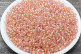 Transparent Iridescent Glass Seed Beads, 4mm 6/0 Glass Round Seed Beads, Peach AB Trans Seed Beads, Rocailles Beads, Beading Supplies #2250