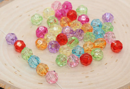 10mm Multicolor Transparent Faceted Beads, Mix Colors Hexagon Faceted Acrylic Beads, Bubblegum Beads, Chunky Beads, Crystal Look Beads#2205