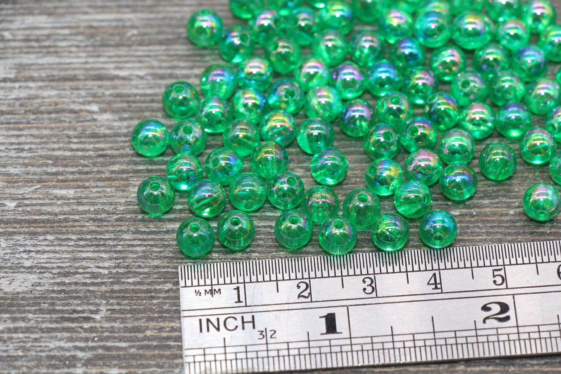 6mm Green AB Round Beads, Iridescent Acrylic Gumball Beads, Transparent Round Spacer Beads, Bubblegum Beads, Plastic Round Bead #2217