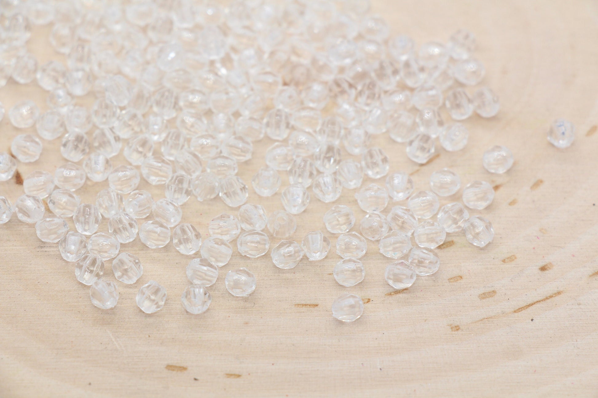 4mm Clear Faceted Beads, Transparent Faceted Acrylic Gumball Beads, Clear Faceted Spacer Beads, Bubblegum Beads #2226