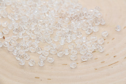 4mm Clear Faceted Beads, Transparent Faceted Acrylic Gumball Beads, Clear Faceted Spacer Beads, Bubblegum Beads #2226