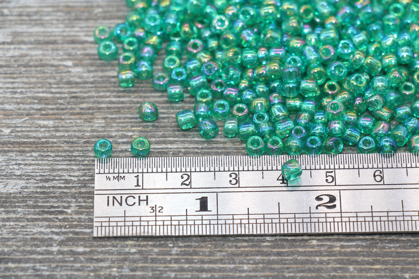 Green Transparent AB Glass Seed Beads, 4mm 6/0 Glass Round Beads, Rainbow Trans Seed Beads, Rocailles Beads, Beading Supplies #2254