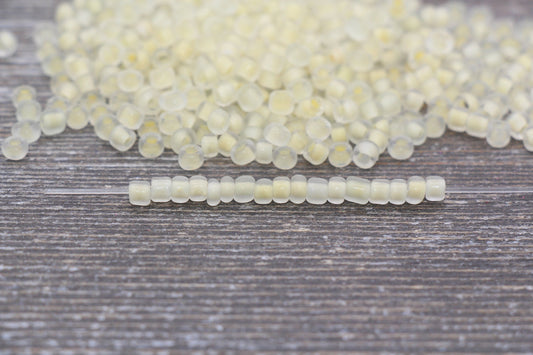 Matte Glass Seed Beads, 4mm 6/0 Glass Round Seed Beads, Matte Beads with Light Yellow Lining, Frosted Seed Beads, Beading Supplies #2230