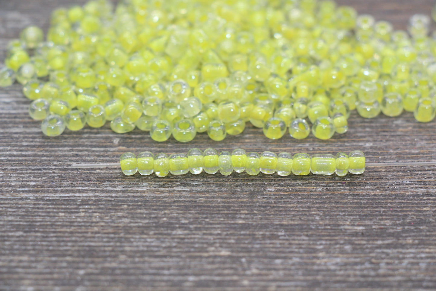 Yellow Glass Seed Beads, 4mm 6/0 Glass Round Seed Beads, Yellow Lining Glass Beads, Beading Supplies #2231