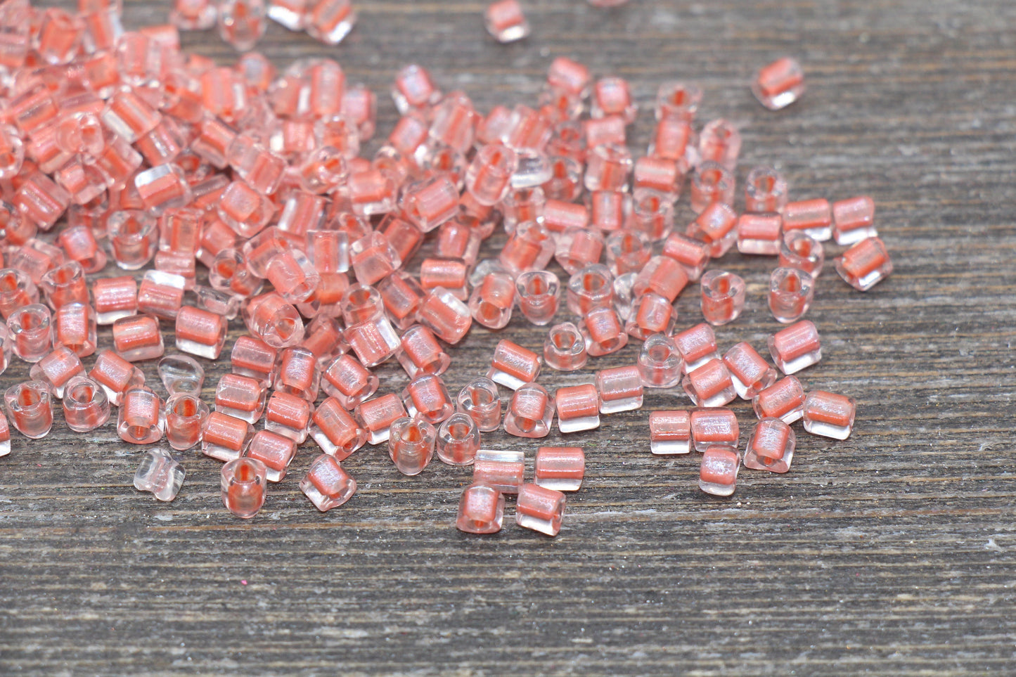 Triangle Shape Glass Seed Beads, 4mm 6/0 Glass Round Seed Beads, Peach Lining Glass Beads, Beading Supplies #2234