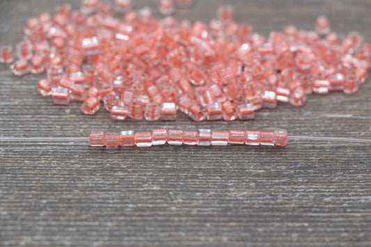 Triangle Shape Glass Seed Beads, 4mm 6/0 Glass Round Seed Beads, Peach Lining Glass Beads, Beading Supplies #2234