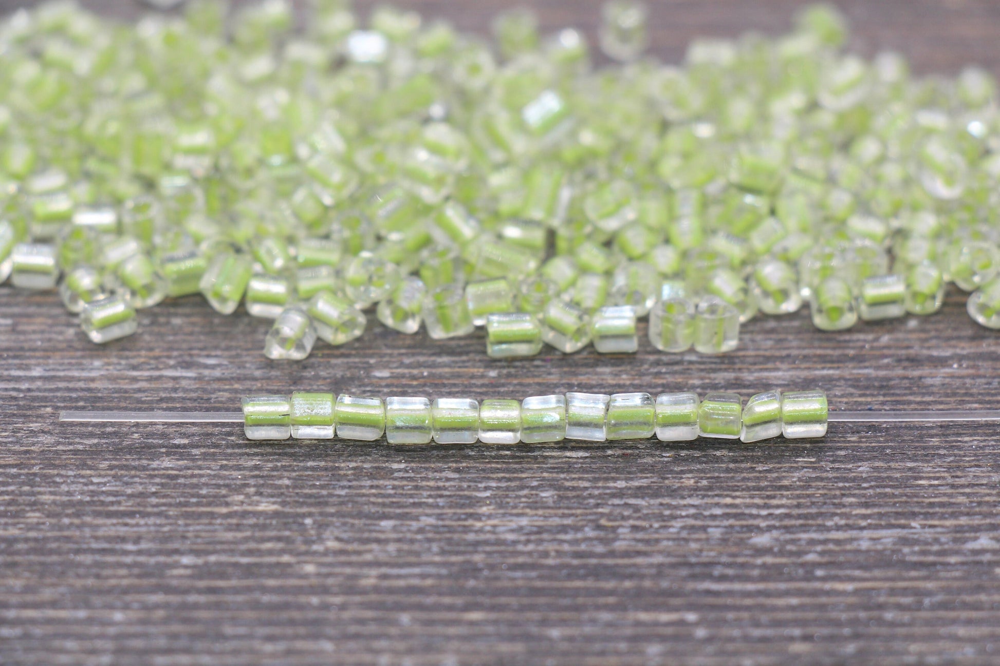 Triangle Shape Glass Seed Beads, 4mm 6/0 Glass Round Seed Beads, Green Lining Glass Beads, Beading Supplies #2236