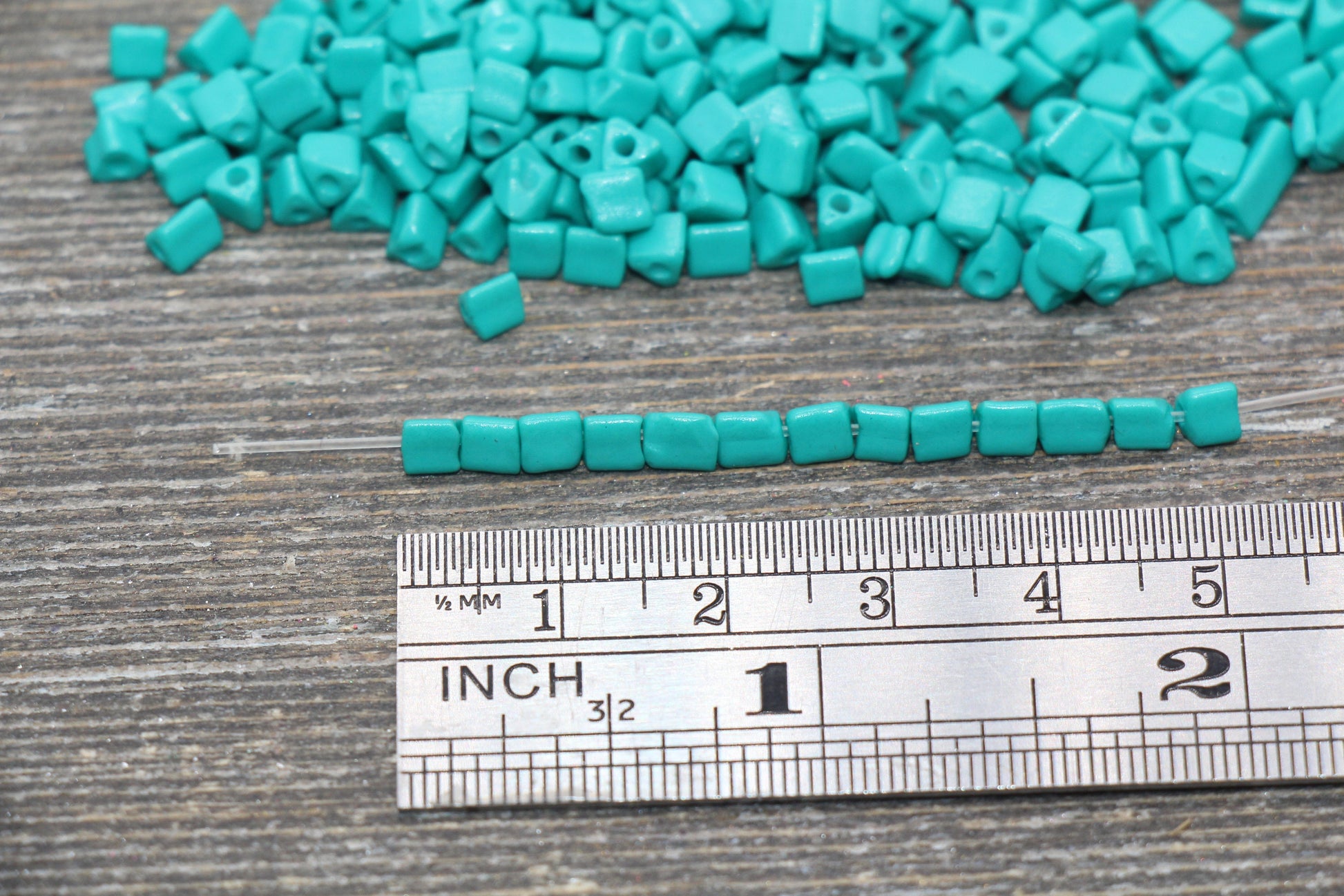 Triangle Shape Glass Seed Beads, 4mm 6/0 Glass Round Seed Beads, Turquoise Glass Beads, Beading Supplies #2238