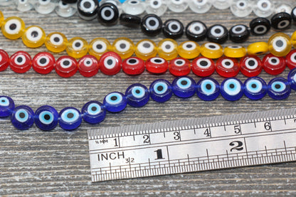 8mm Eyeball Glass Beads, Evil Eyeball Beads, Turkish Eye Beads, Greek Eye Beads, Multicolor Glass Eyeball Beads