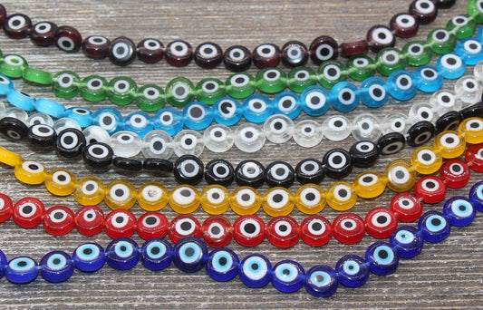 8mm Eyeball Glass Beads, Evil Eyeball Beads, Turkish Eye Beads, Greek Eye Beads, Multicolor Glass Eyeball Beads