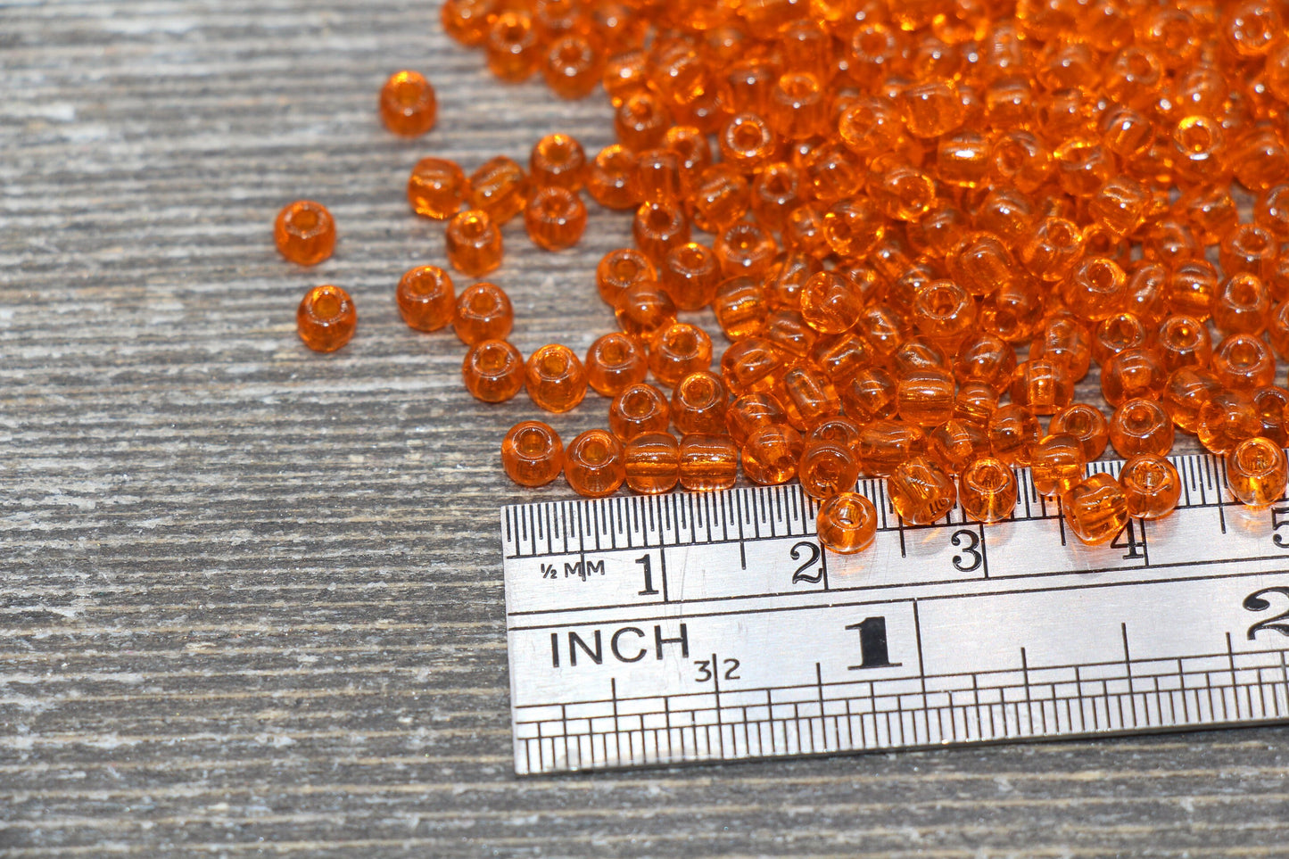 Transparent Glass Seed Beads, 4mm 6/0 Glass Round Seed Beads, Orange Trans Seed Beads, Rocailles Beads, Beading Supplies #2266