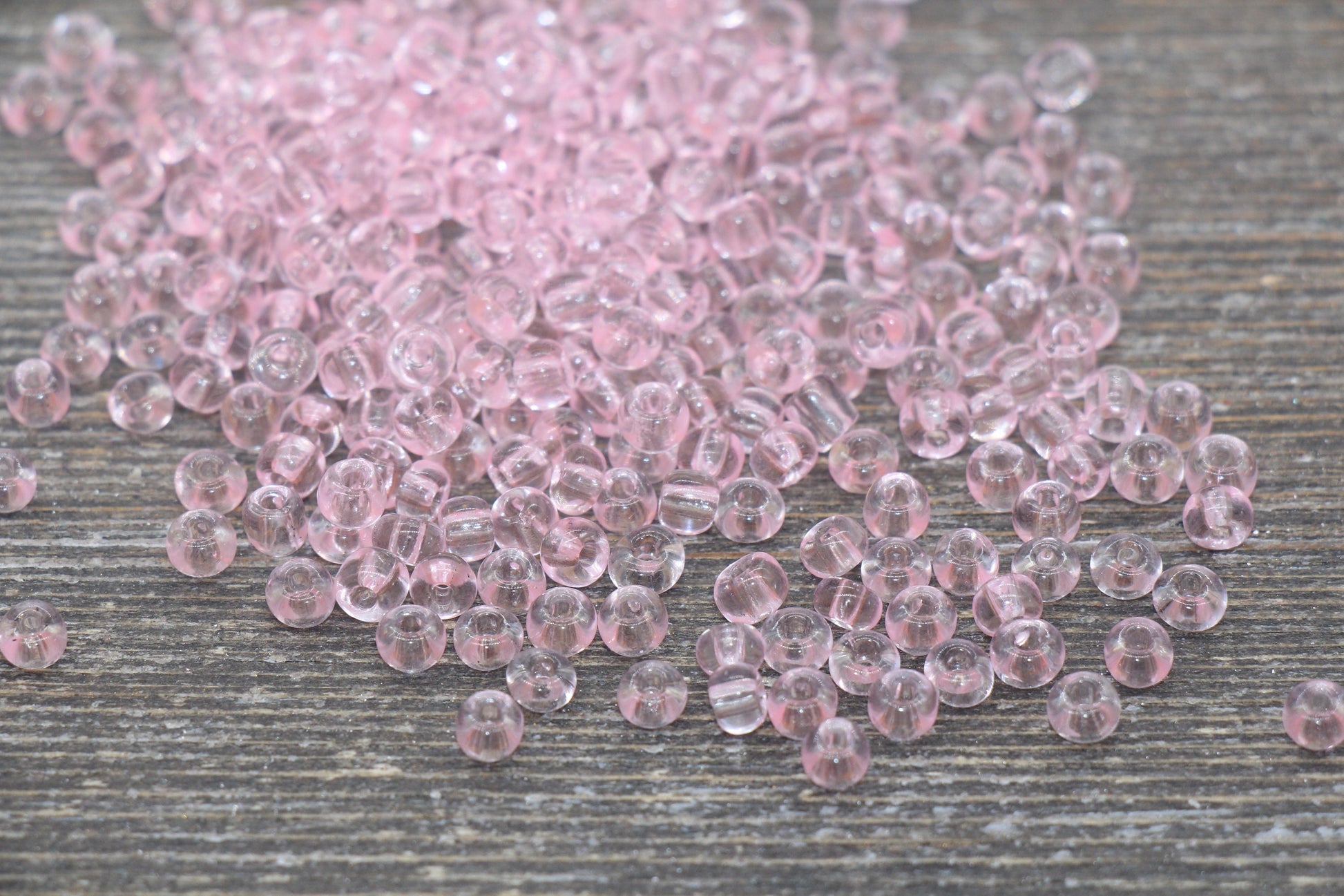 Transparent Glass Seed Beads, 4mm 6/0 Glass Round Seed Beads, Pink Trans Seed Beads, Rocailles Beads, Beading Supplies #2267