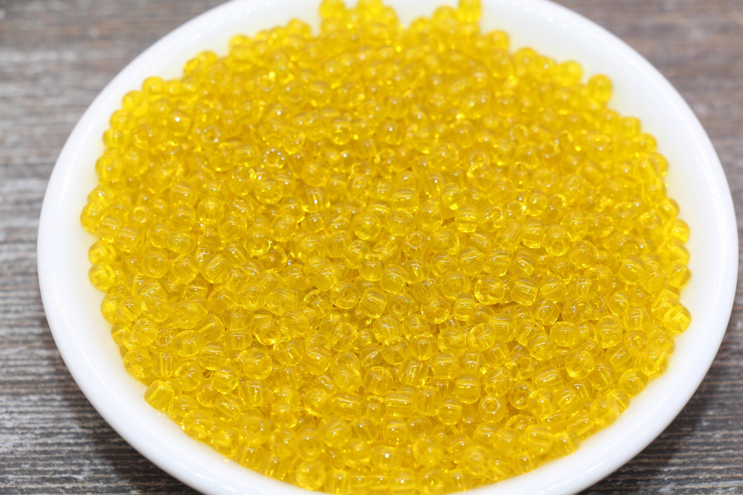 Transparent Glass Seed Beads, 4mm 6/0 Glass Round Seed Beads, Yellow Trans Seed Beads, Rocailles Beads, Beading Supplies #2268