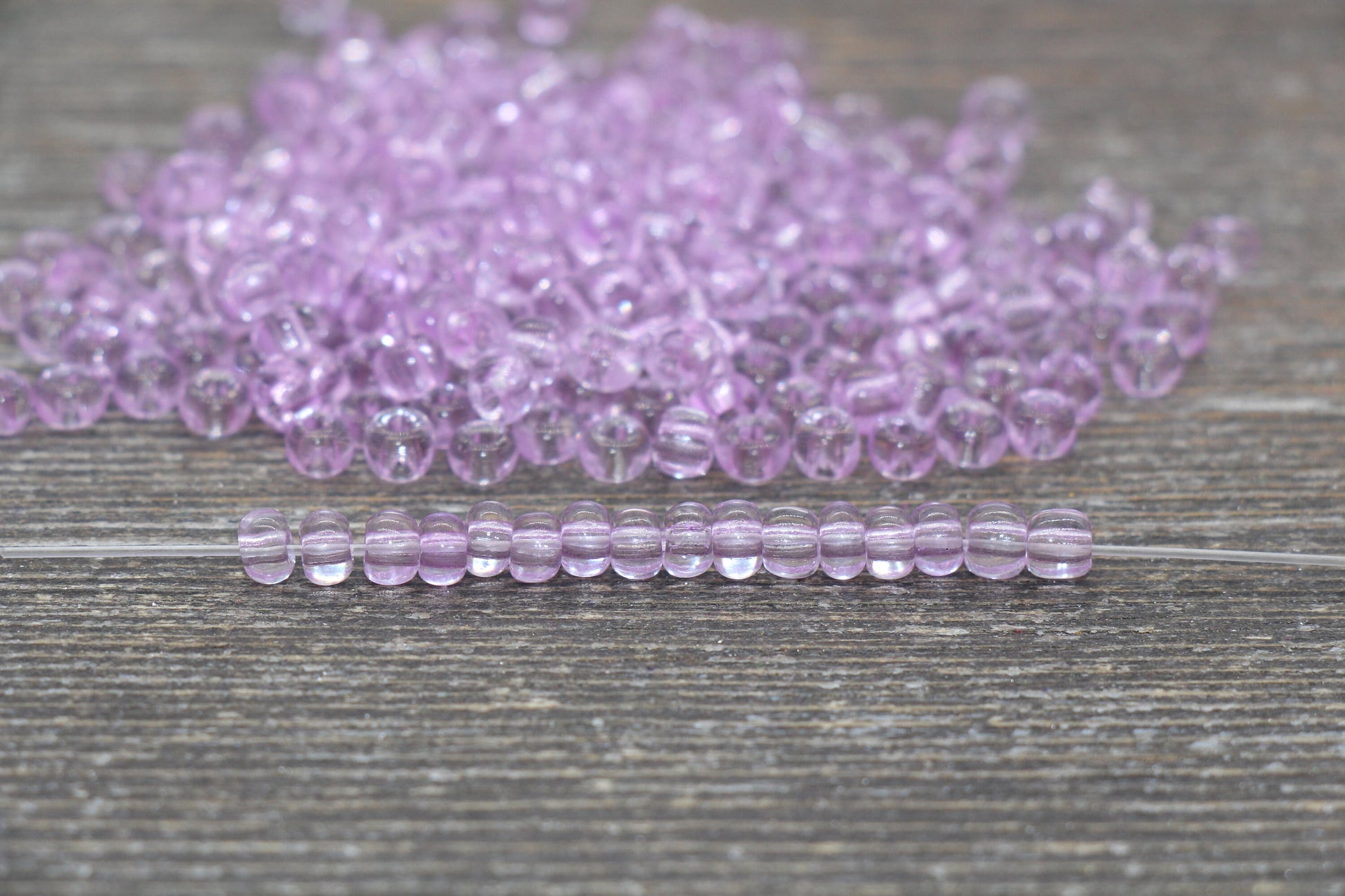 Transparent Glass Seed Beads, 4mm 6/0 Glass Round Seed Beads, Light Purple Trans Seed Beads, Rocailles Beads, Beading Supplies #2271