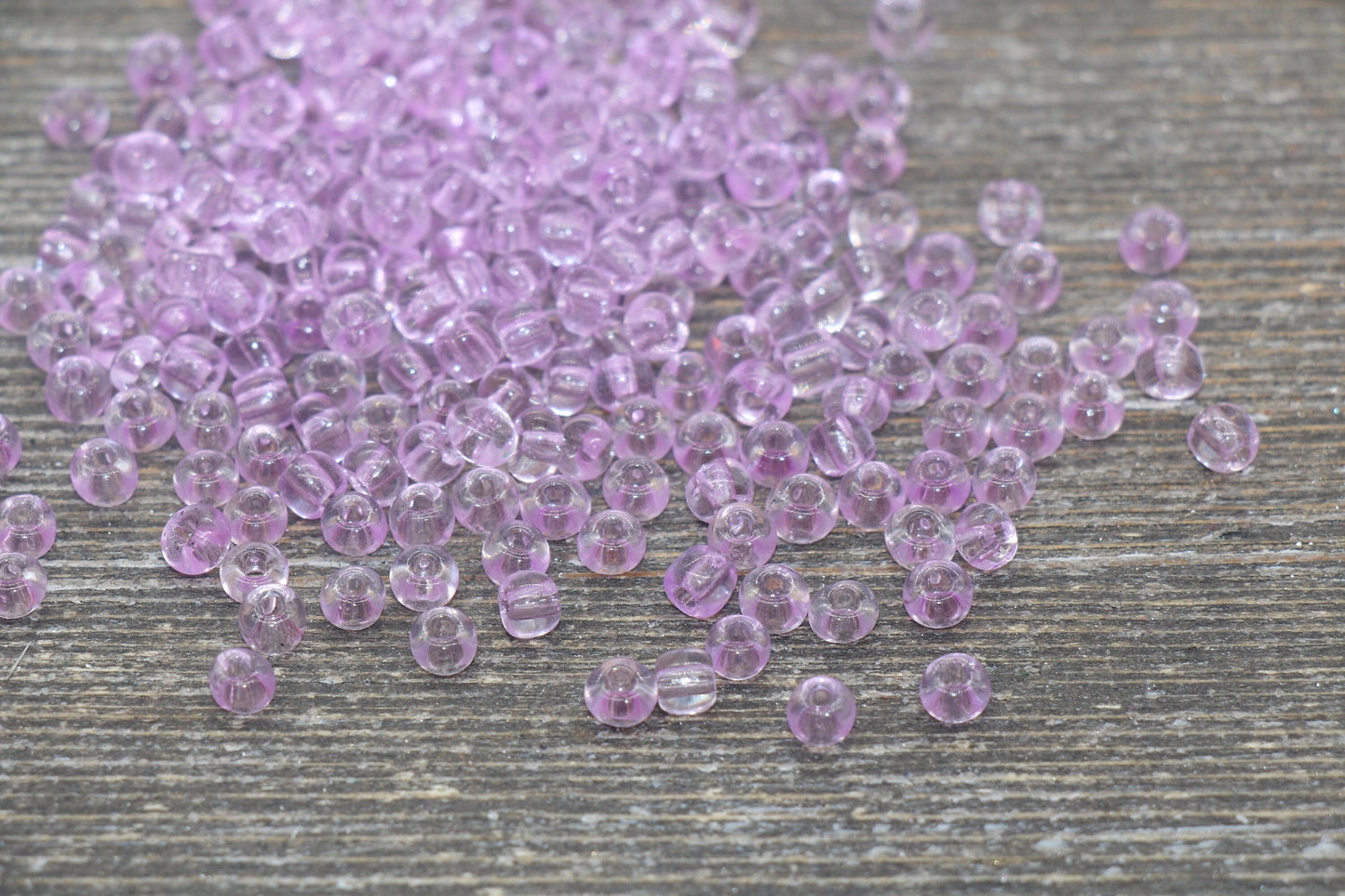 Transparent Glass Seed Beads, 4mm 6/0 Glass Round Seed Beads, Light Purple Trans Seed Beads, Rocailles Beads, Beading Supplies #2271