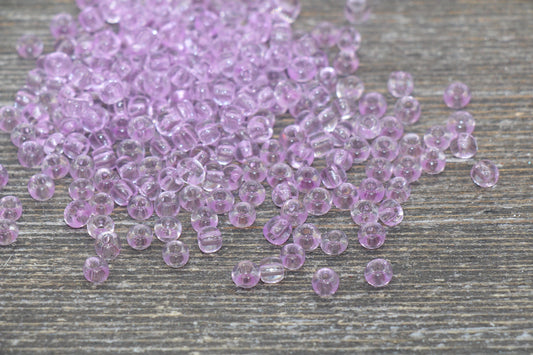 Transparent Glass Seed Beads, 4mm 6/0 Glass Round Seed Beads, Light Purple Trans Seed Beads, Rocailles Beads, Beading Supplies #2271