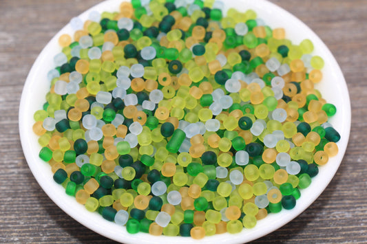 Matte Translucent Glass Beads, 4mm 6/0 Glass Round Beads, Frosted Multicolor Seed Beads, Rocailles Beads, Beading Supplies #2288