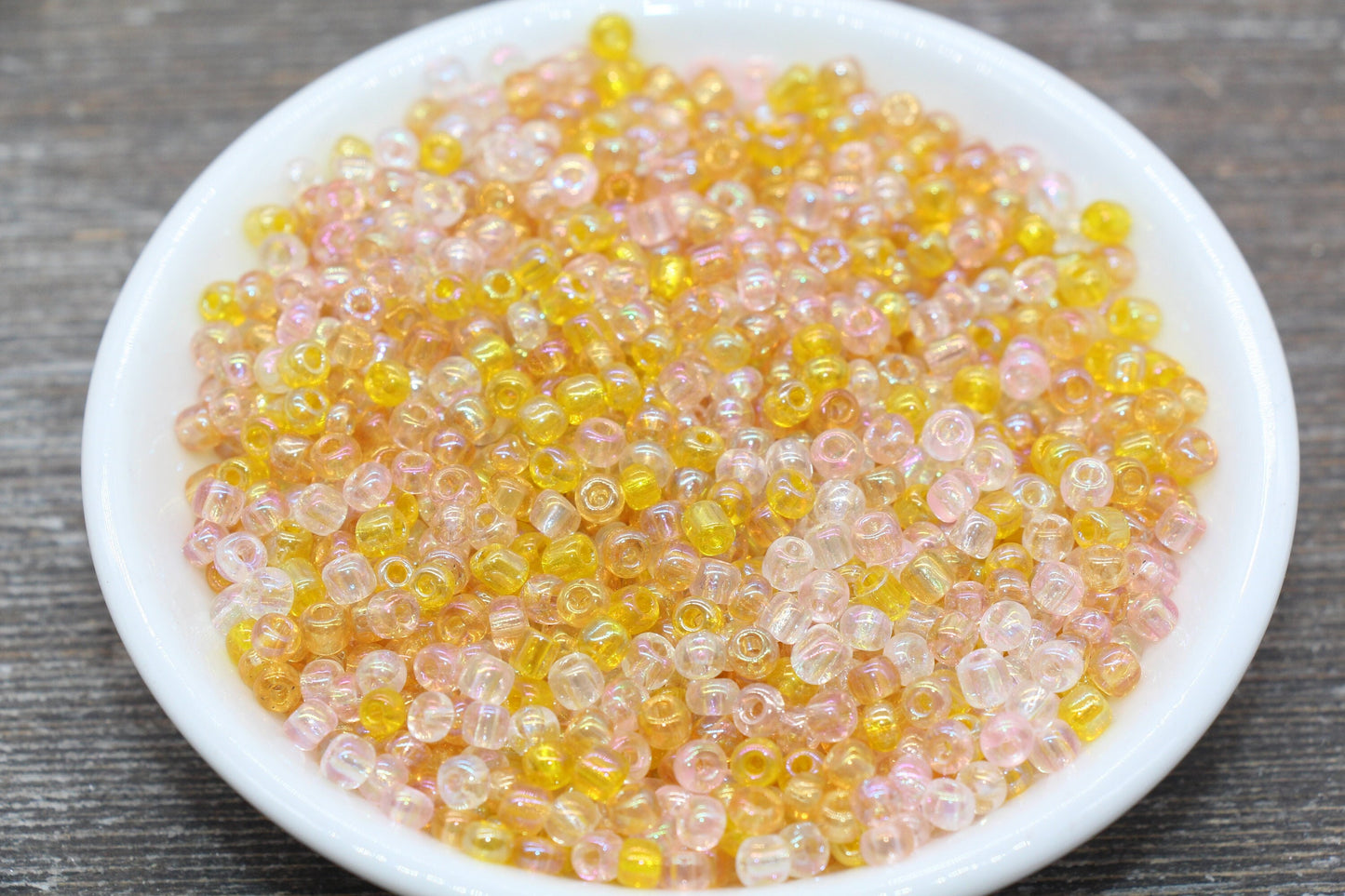 Transparent AB Glass Seed Beads, 4mm 6/0 Glass Beads, White, Pink, and Orange Iridescent Seed Beads, Rocailles Beads, Beading Supply #2293