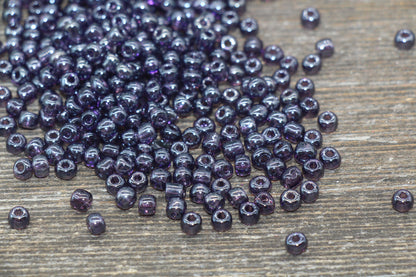 Glossy Dark Purple Glass Seed Beads, 4mm 6/0 Glass Beads, Rocailles Beads, Beading Supply #2298