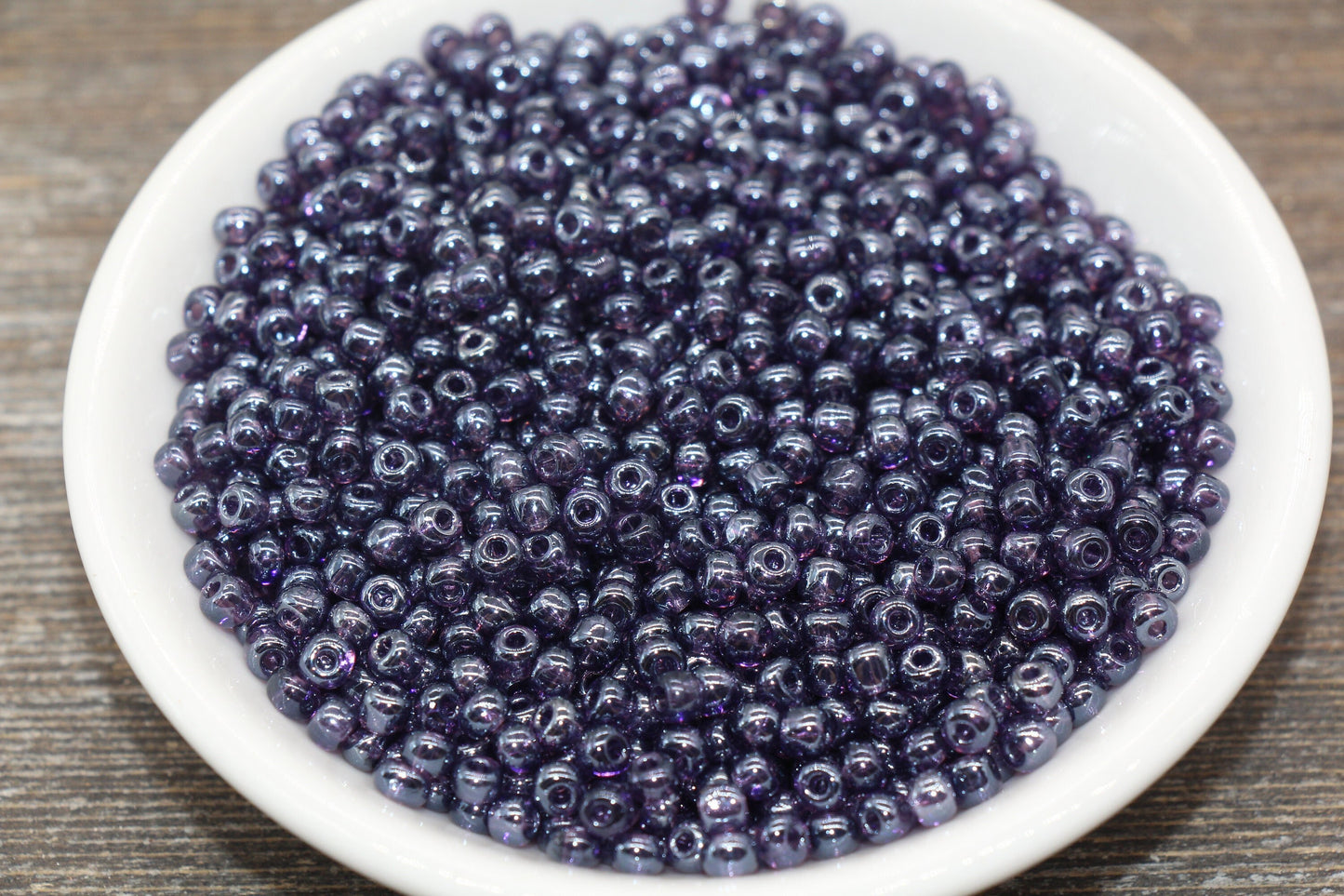 Glossy Dark Purple Glass Seed Beads, 4mm 6/0 Glass Beads, Rocailles Beads, Beading Supply #2298