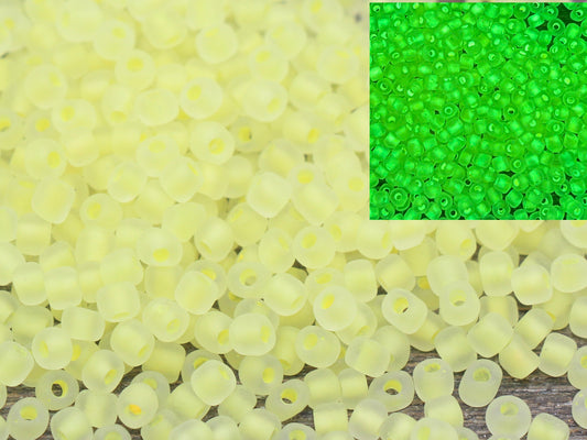 GLOW Matte Glass Beads, 4mm 6/0 Glass Beads, Glow in Dark Frosted Yellow Seed Beads, Rocailles Beads, Beading Supplies #2310