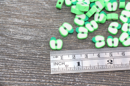 Green Apple Polymer Clay Beads, Fruit Cane Beads, Apple Clay Beads, Sliced Apple Beads, Fruit Clay Beads, Jewelry Beads #85