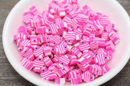 Fish Polymer Clay Beads, Pink Fish Clay Beads, Fish Fimo Cane Beads #88