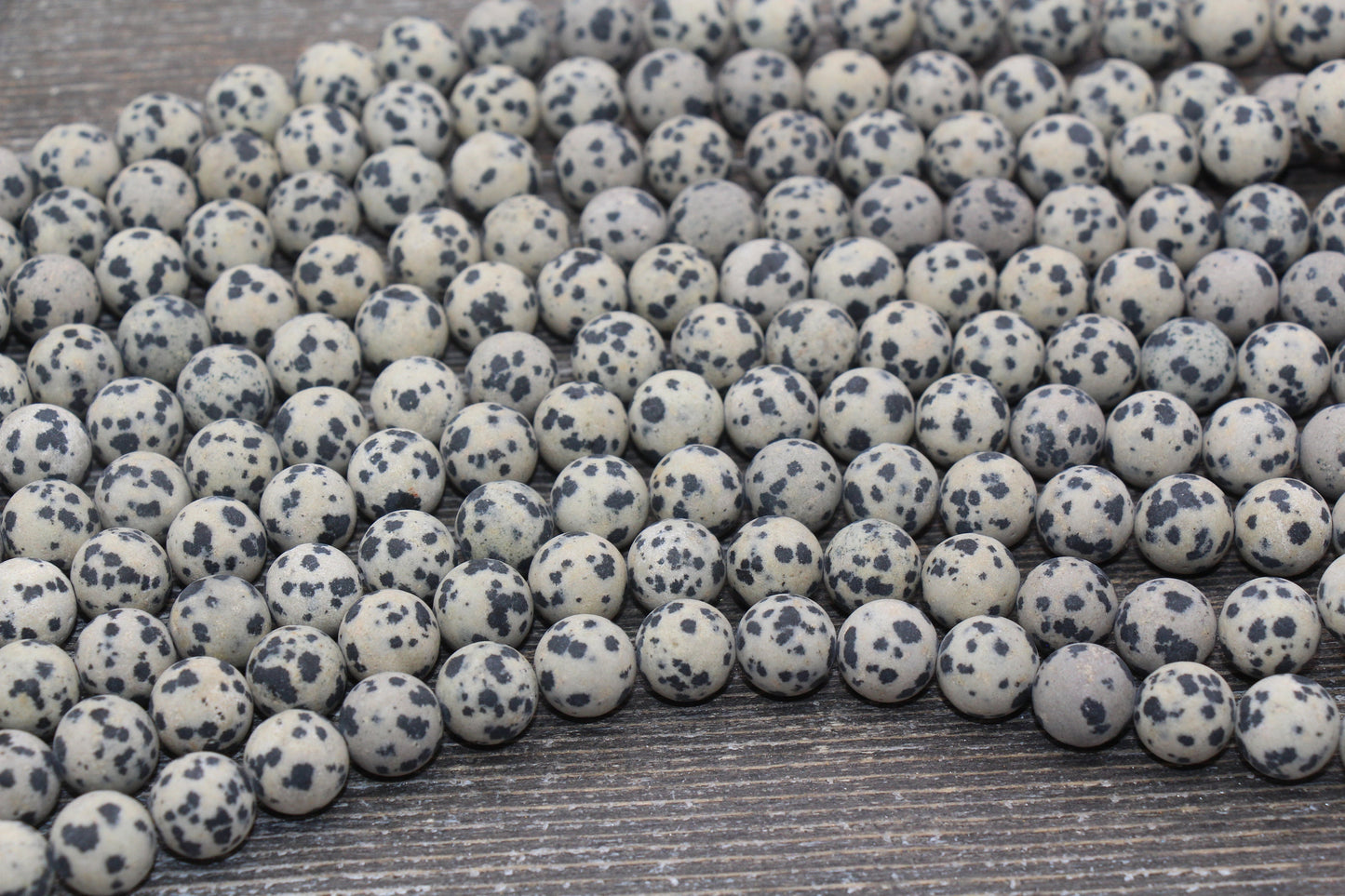 Matte Dalmatian Jasper Beads, Frosted Black Spotted Dot Gemstone Round Beads, Size 4mm 6mm 8mm 10mm 12mm #244