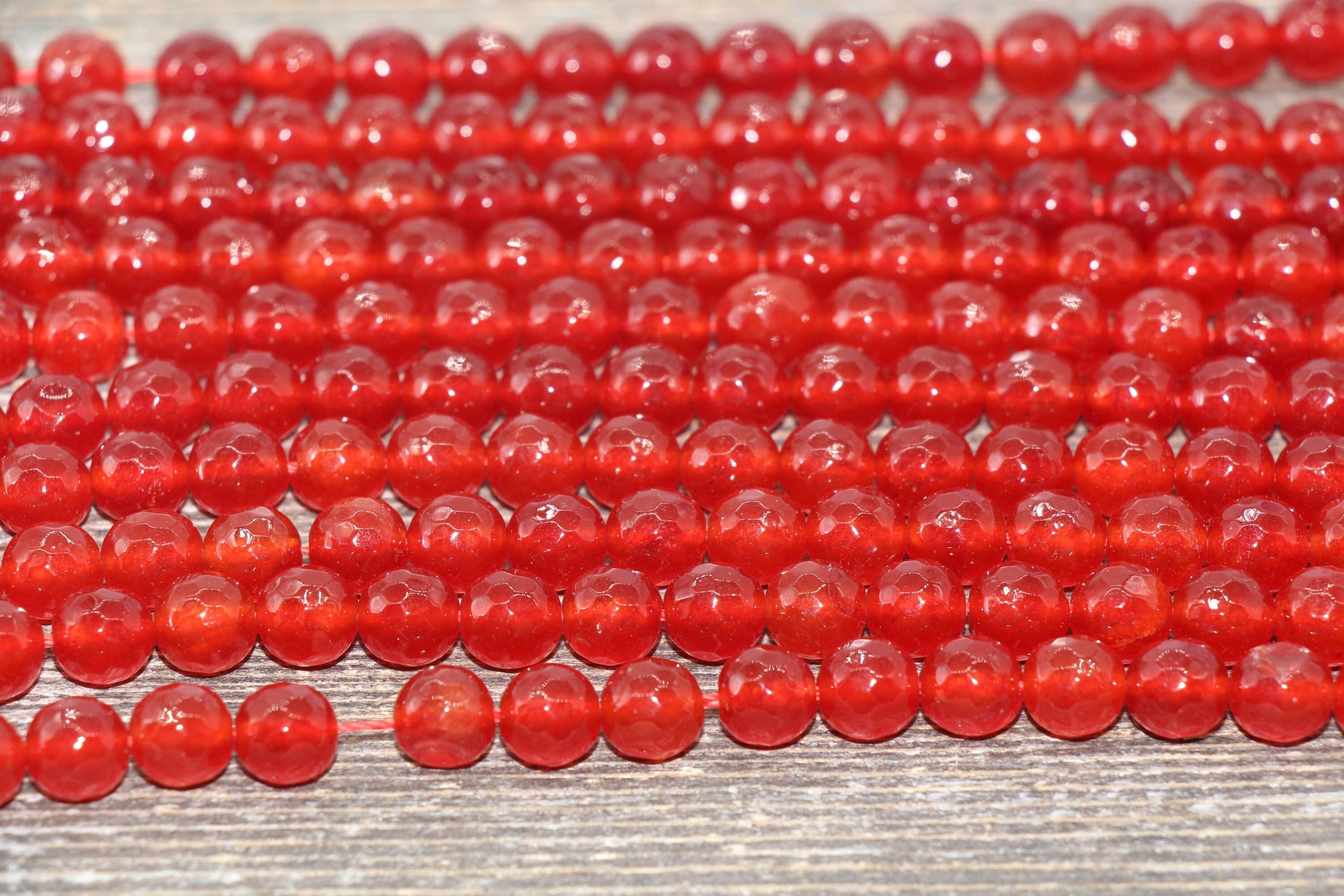 faceted red jade beads, faceted beads for bracelets image 3