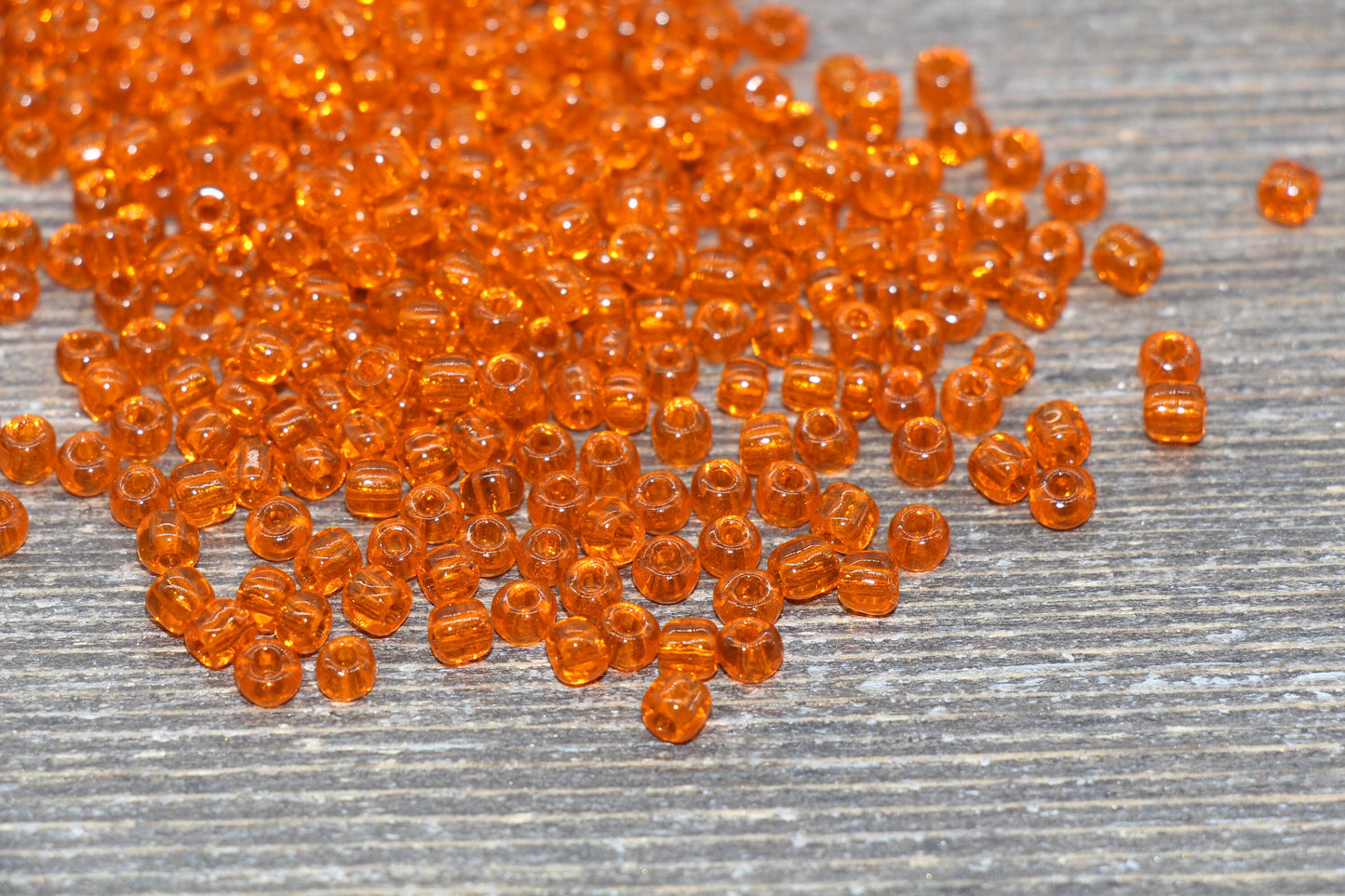 Transparent Glass Seed Beads, 4mm 6/0 Glass Round Seed Beads, Orange Trans Seed Beads, Rocailles Beads, Beading Supplies #2266