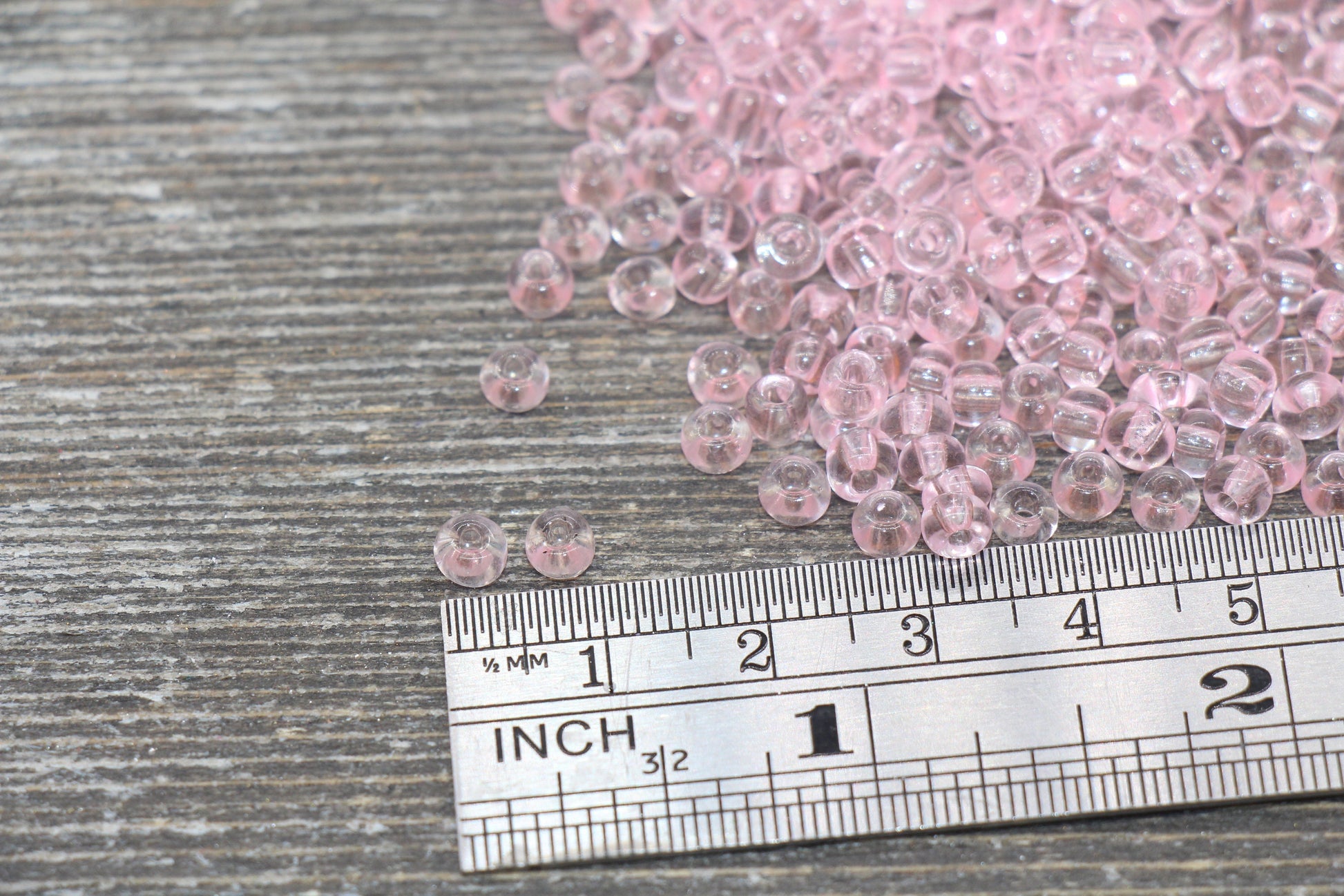 Transparent Glass Seed Beads, 4mm 6/0 Glass Round Seed Beads, Pink Trans Seed Beads, Rocailles Beads, Beading Supplies #2267