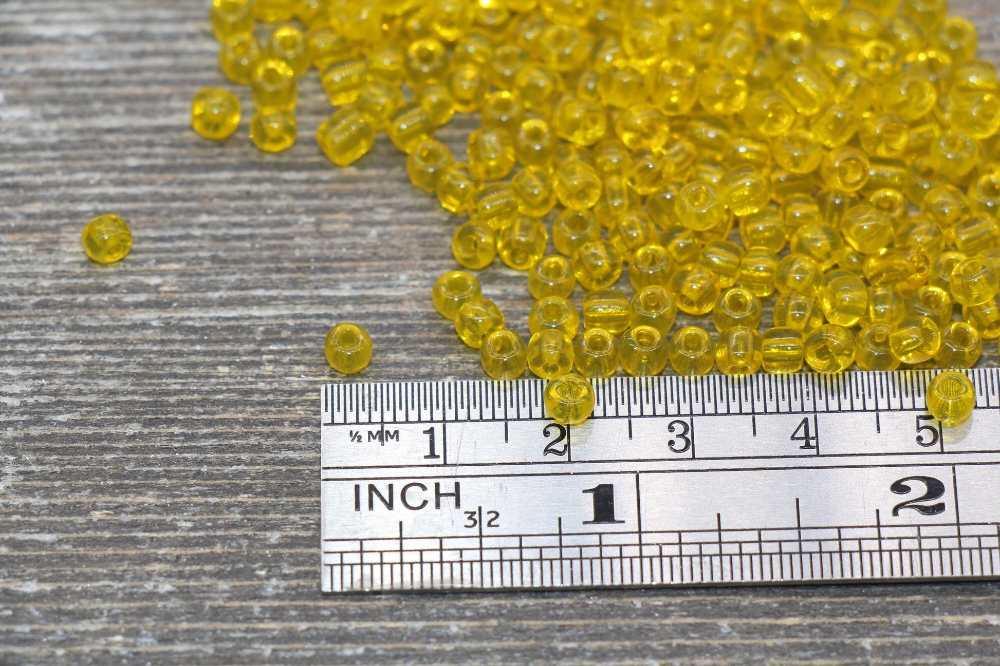 Transparent Glass Seed Beads, 4mm 6/0 Glass Round Seed Beads, Yellow Trans Seed Beads, Rocailles Beads, Beading Supplies #2268