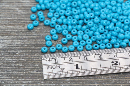 Glass Seed Beads, 4mm 6/0 Glass Round Seed Beads, Blue Opaque Seed Beads, Rocailles Beads, Beading Supplies #2274