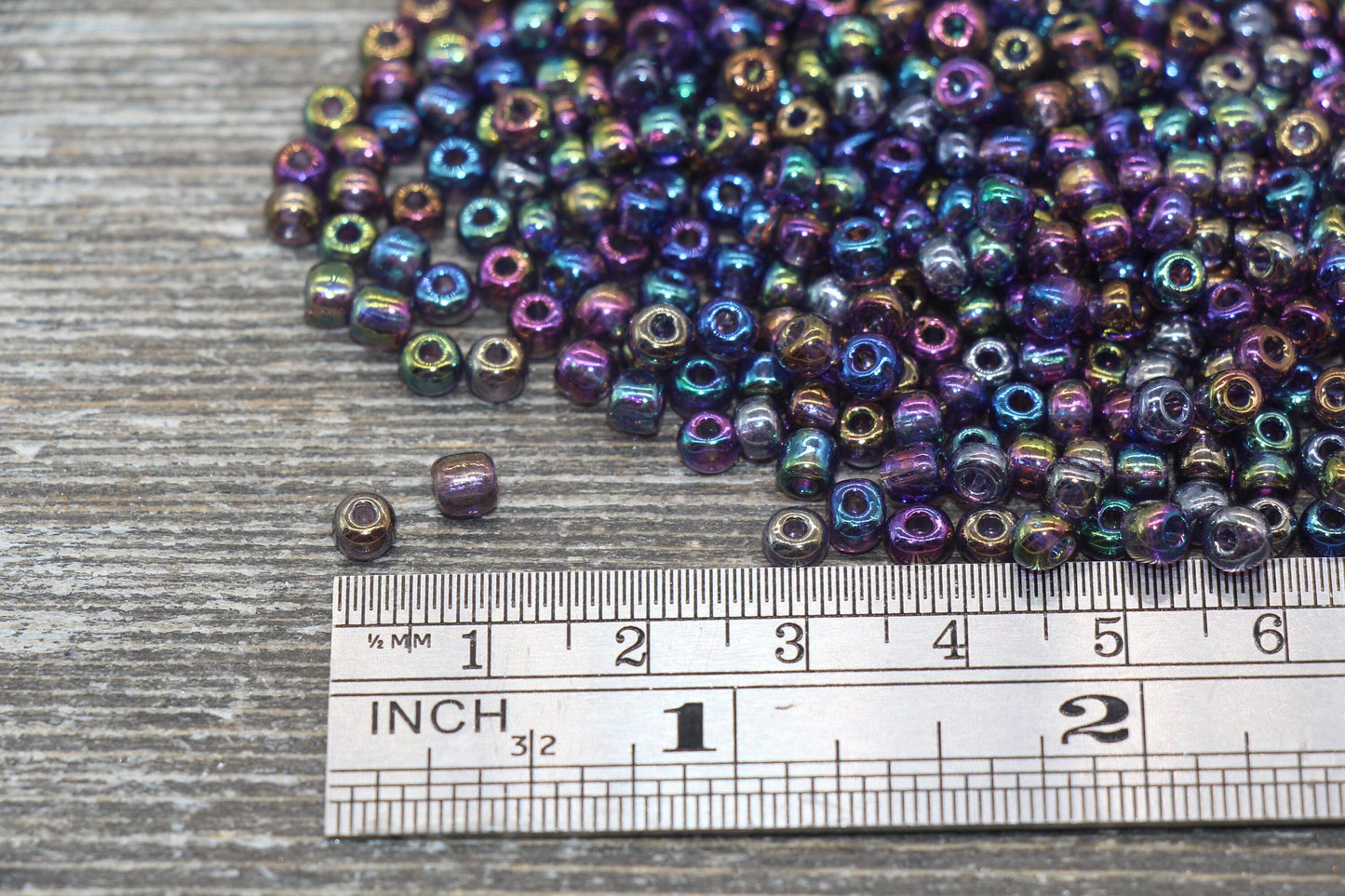 Electroplate Glass Seed Beads, 4mm 6/0 Glass Beads, Multicolor Translucent Iridescent Seed Beads, Rocailles Beads, Beading Supply #2297