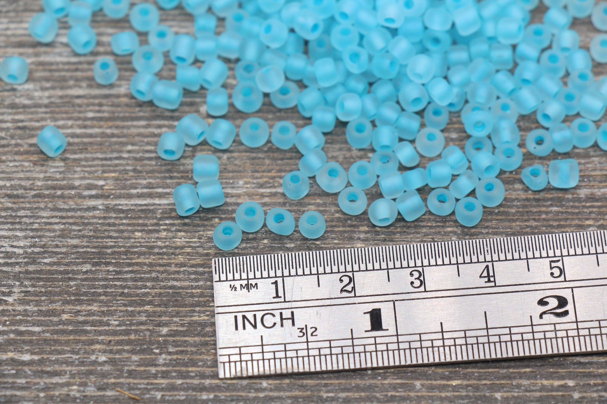GLOW Matte Glass Beads, 4mm 6/0 Glass Beads, Glow in Dark Frosted Blue Seed Beads, Rocailles Beads, Beading Supplies #2299