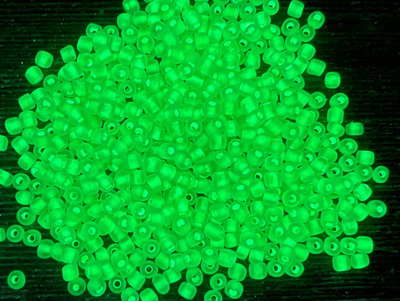 GLOW Matte Glass Beads, 4mm 6/0 Glass Beads, Glow in Dark Frosted Light Green Seed Beads, Rocailles Beads, Beading Supplies #2311