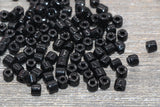 7mm black glass crow beads with glossy finish and large holes for jewelry making