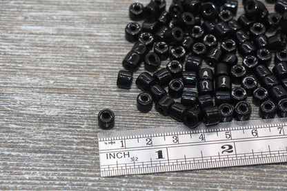 7mm Glass Seed Beads, Black Glass Beads, Slider Glass Beads, Roller Beads, Bead for Bracelet, Beading Supplies #2347