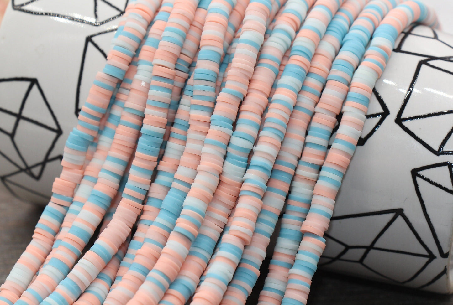 6mm Multicolored Polymer Clay Disc Beads, Mixed Color Heishi Beads, African Disc Beads, Vinyl Heishi, 16 inch Strand #91