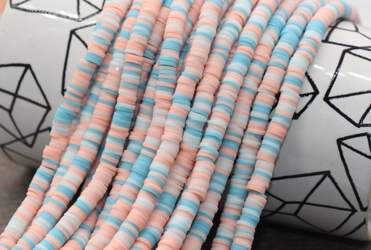 6mm Multicolored Polymer Clay Disc Beads, Mixed Color Heishi Beads, African Disc Beads, Vinyl Heishi, 16 inch Strand #91