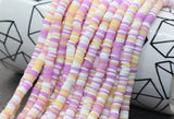 6mm lilac yellow white mix heishi beads for bracelets and DIY jewelry