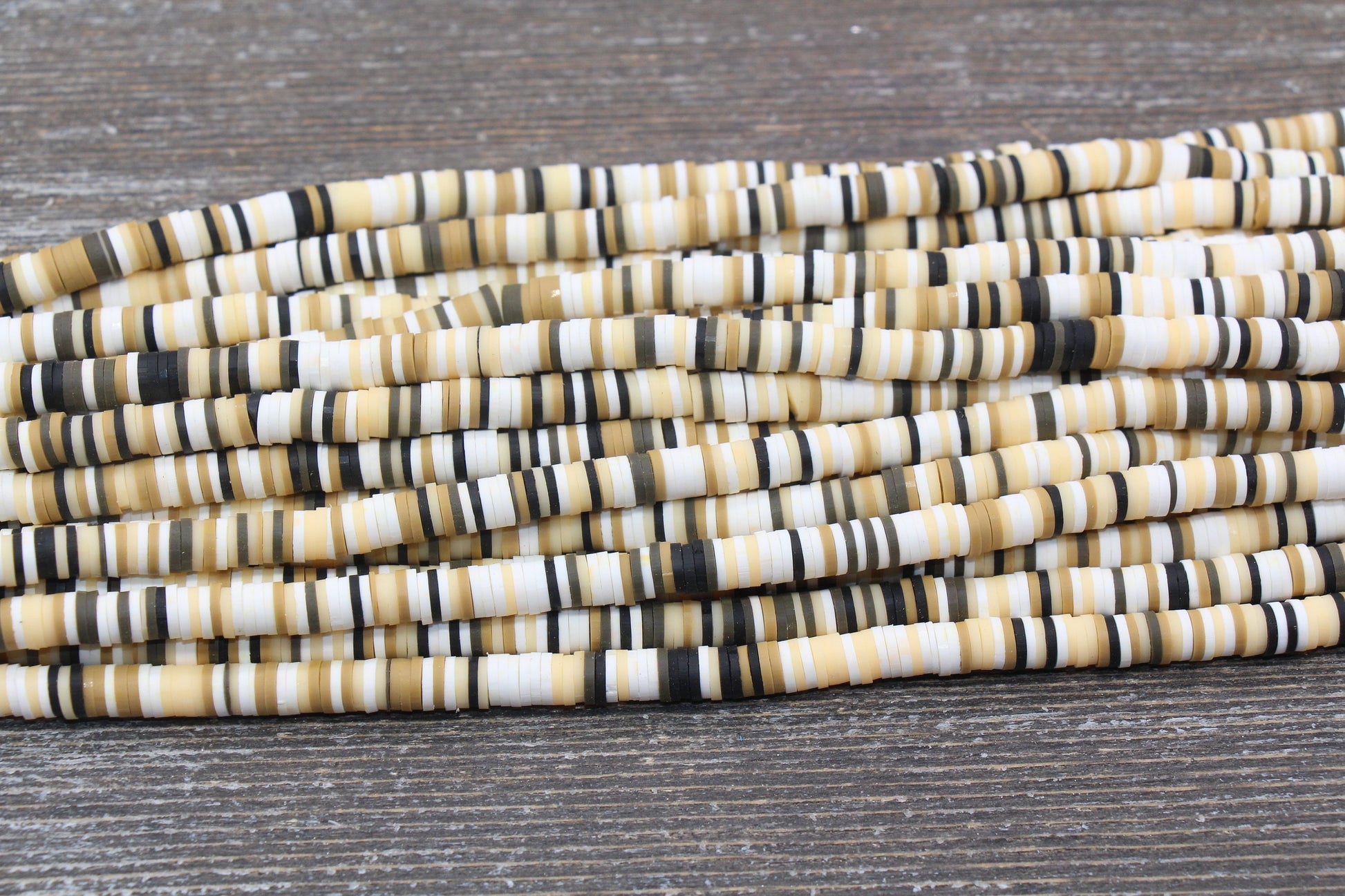 6mm Multicolored Polymer Clay Disc Beads, Brown Mixed Heishi Beads, African Disc Beads, Vinyl Heishi, 16 inch Strand #362