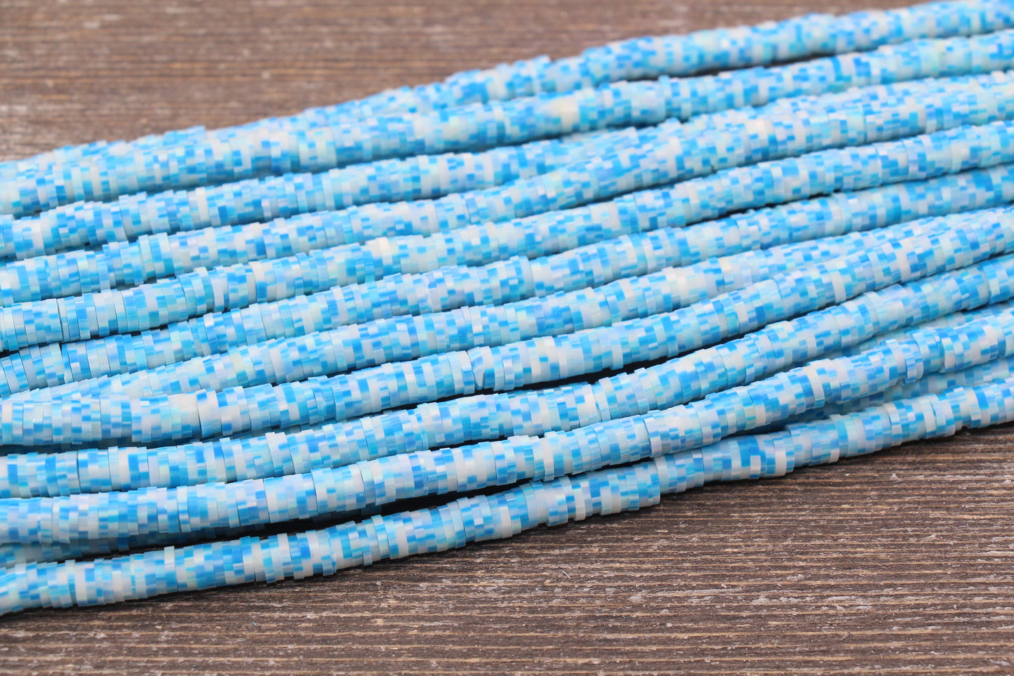 6mm Speckled Heishi Beads, Blue Speckled Polymer Clay Disc Beads, African Disc Beads, Vinyl Heishi, 16 inch Strand #21