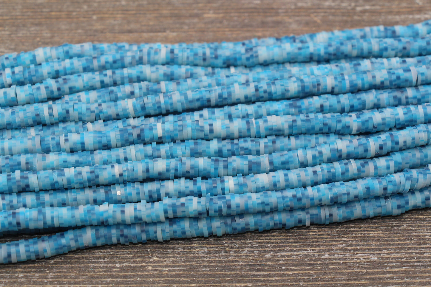6mm Speckled Heishi Beads, Blue Speckled Polymer Clay Disc Beads, African Disc Beads, Vinyl Heishi, 16 inch Strand #232