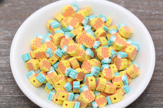 Pineapple Polymer Clay Beads, Fruit Cane Beads, Pineapple Fruit Clay Beads, Jewelry Beads, Bracelet Beads, Loose Polymer Clay Beads #86