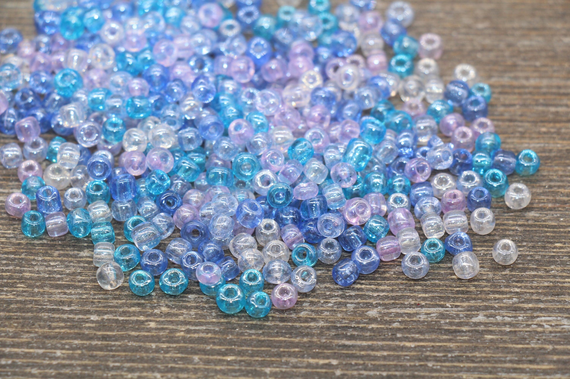 Transparent AB Glass Seed Beads, 4mm 6/0 Glass Beads, Blue, Pink, and White Iridescent Seed Beads, Rocailles Beads, Beading Supply #2318