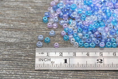 Transparent AB Glass Seed Beads, 4mm 6/0 Glass Beads, Blue, Pink, and White Iridescent Seed Beads, Rocailles Beads, Beading Supply #2318