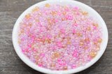 Transparent AB Glass Seed Beads, 4mm 6/0 Glass Beads, Peach, Pink, and White Iridescent Seed Beads, Rocailles Beads, Beading Supply #2320